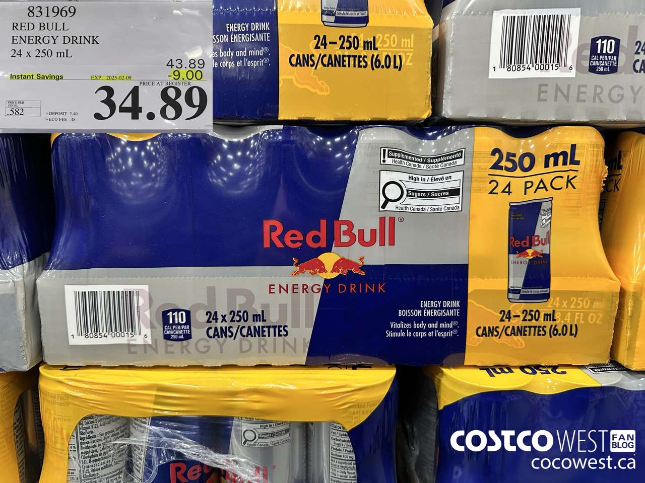 831969 RED BULL ENERGY DRINK 24 X 250ML ($9.00 INSTANT SAVINGS EXPIRES ON 2025-02-09) $34.89