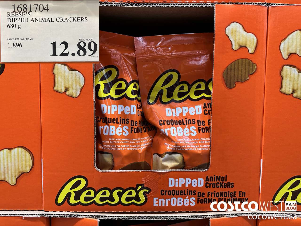 1681704 REESE'S DIPPED ANIMAL CRACKERS 24 OZ $12.89