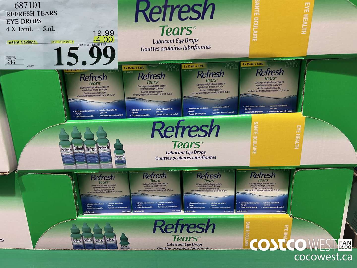 687101 REFRESH TEARS LUBRICANT EYE DROPS 4X15ml PLUS 5ml ($4.00 INSTANT SAVINGS EXPIRES ON 2025-02-16) $15.99