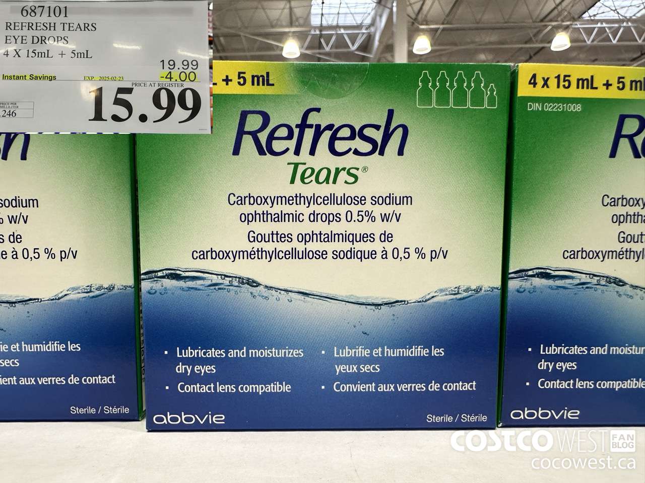 687101 REFRESH TEARS LUBRICANT EYE DROPS 4X15ml PLUS 5ml ($4.00 INSTANT SAVINGS EXPIRES ON 2025-02-23) $15.99