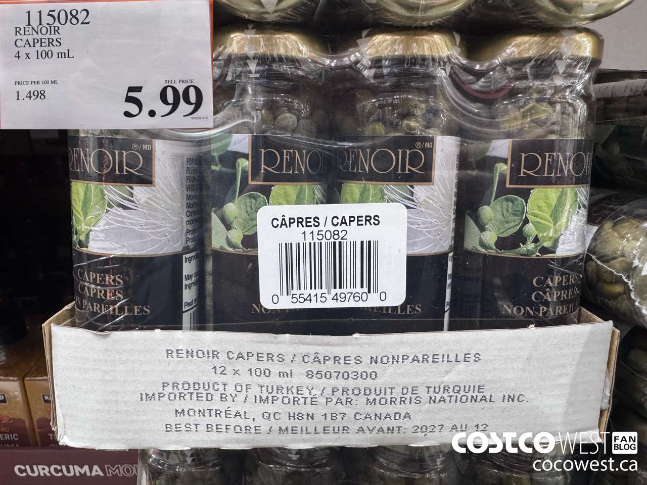 115082 RENOIR CAPERS 4 X 100 ML $5.99