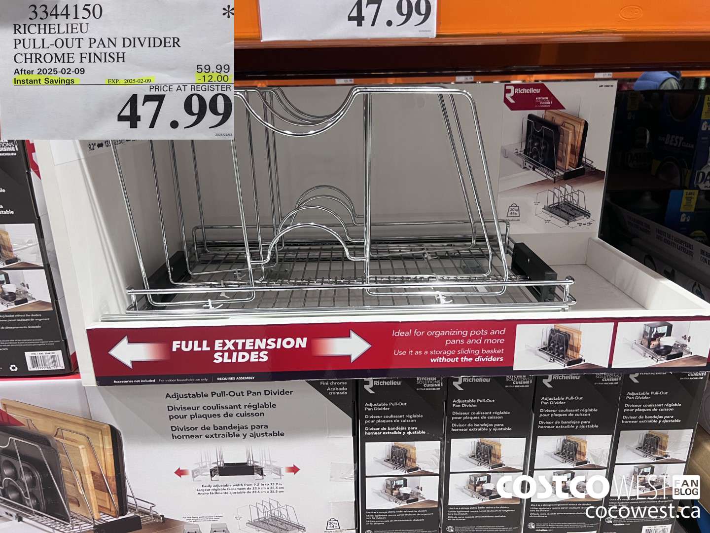 3344150 RICHELIEU PULL-OUT PAN DIVIDER CHROME FINISH ($12.00 INSTANT SAVINGS EXPIRES ON 2025-02-09) $47.99