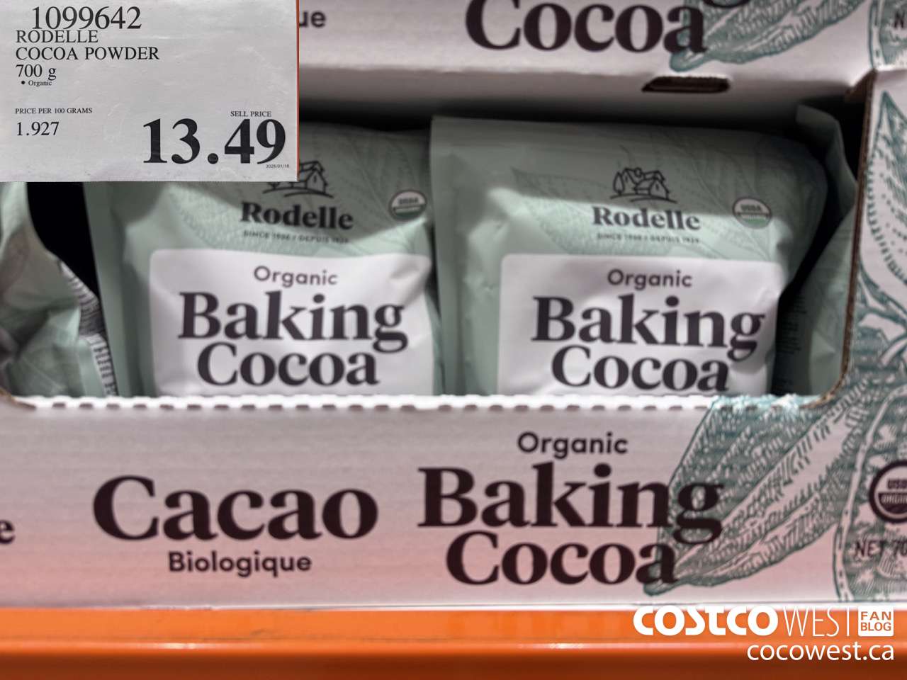 1099642 RODELLE ORGANIC COCOA POWDER 700g $13.49