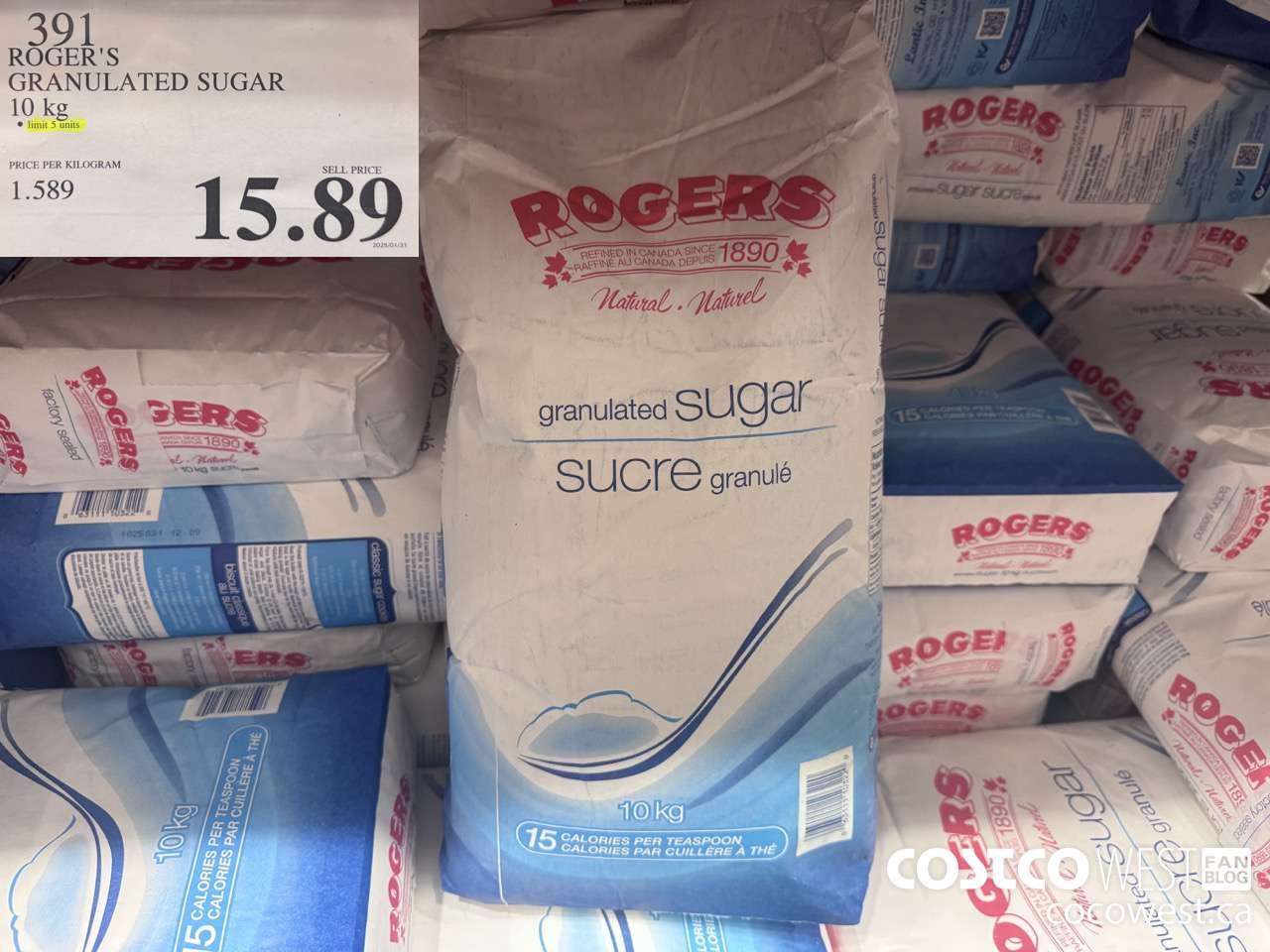 391 ROGER'S GRANULATED SUGAR 10 kg $15.89