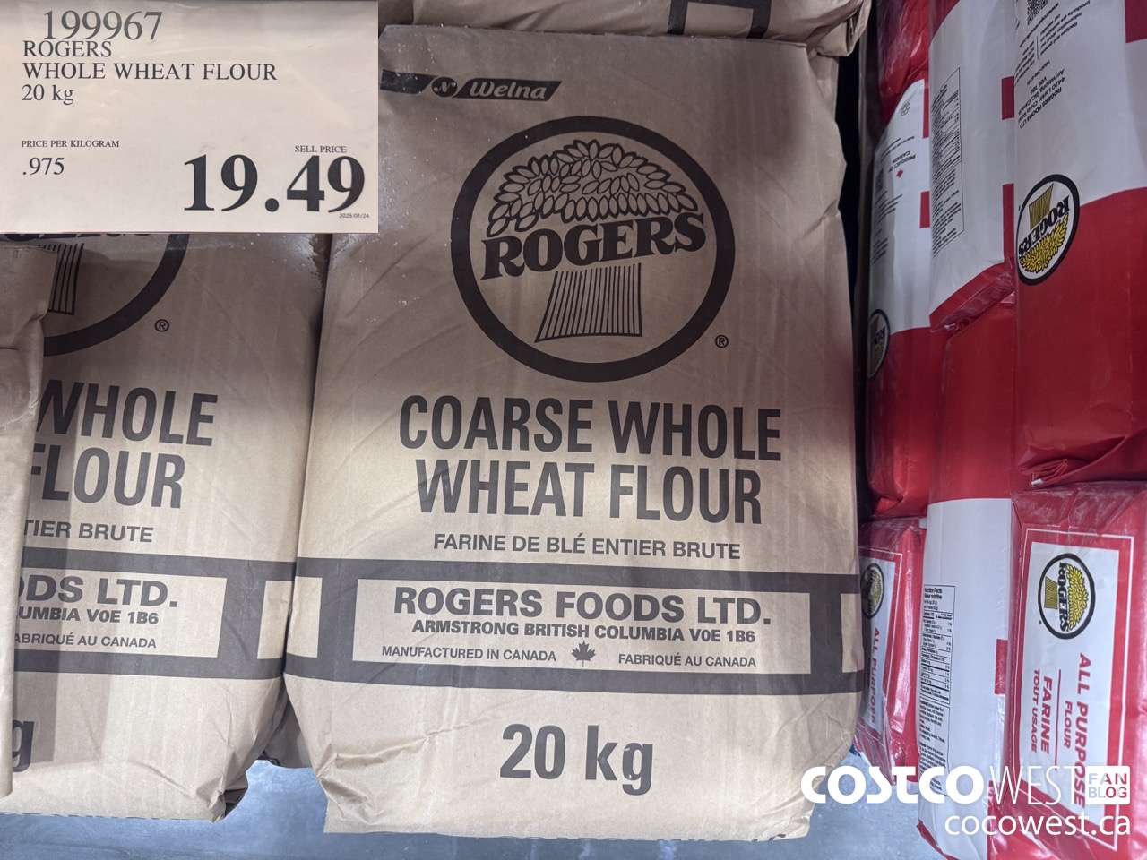 199967 ROGERS WHOLE WHEAT FLOUR 20 kg $19.49