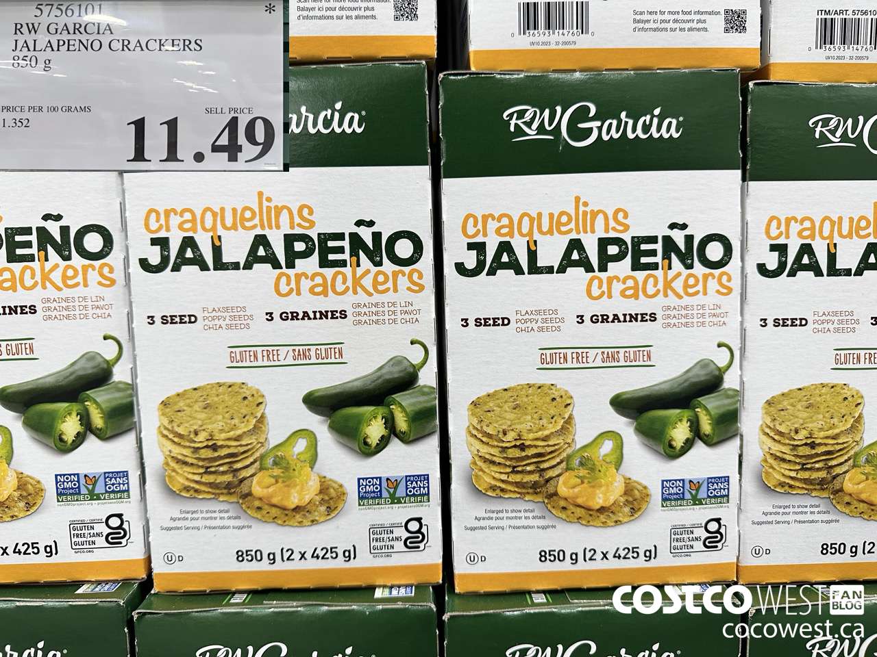 5756101 RW GARCIA JALAPENO CRACKERS 850G $11.49