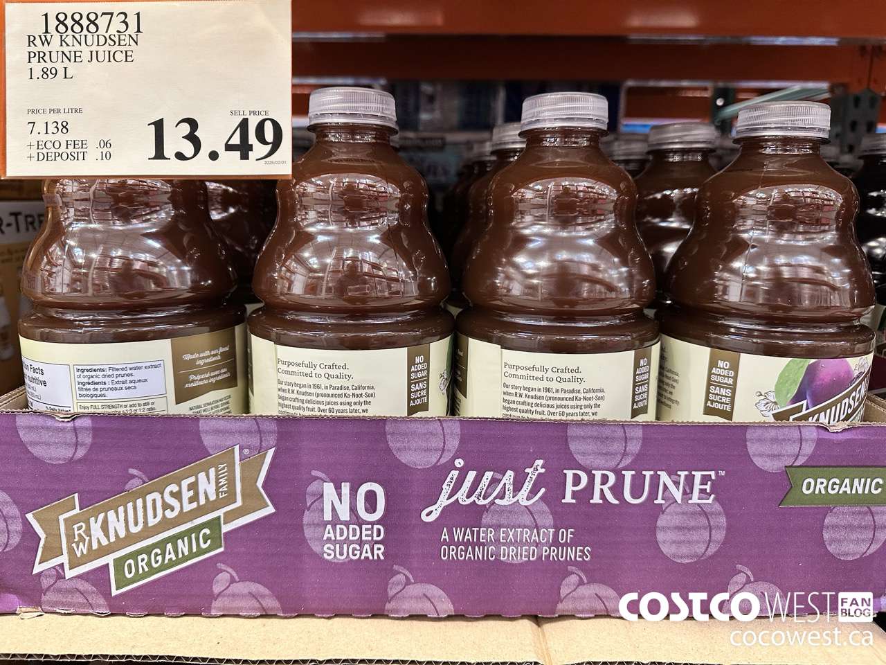 1888731 RW KNUDSEN PRUNE JUICE 1.89L $13.49