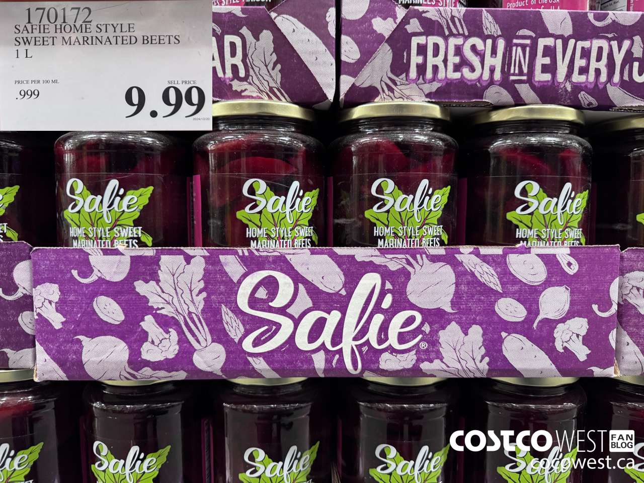 170172 SAFIE SWEET MARINATED BEETS 1L $9.99