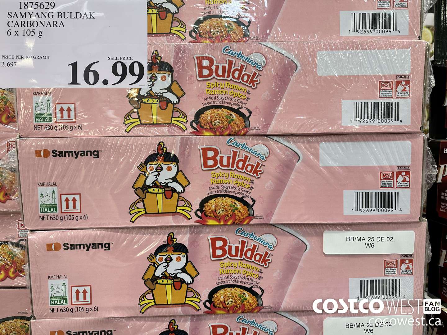 1875629 SAMYANG BULDAK CARBONARA 6 x 105 g $16.99
