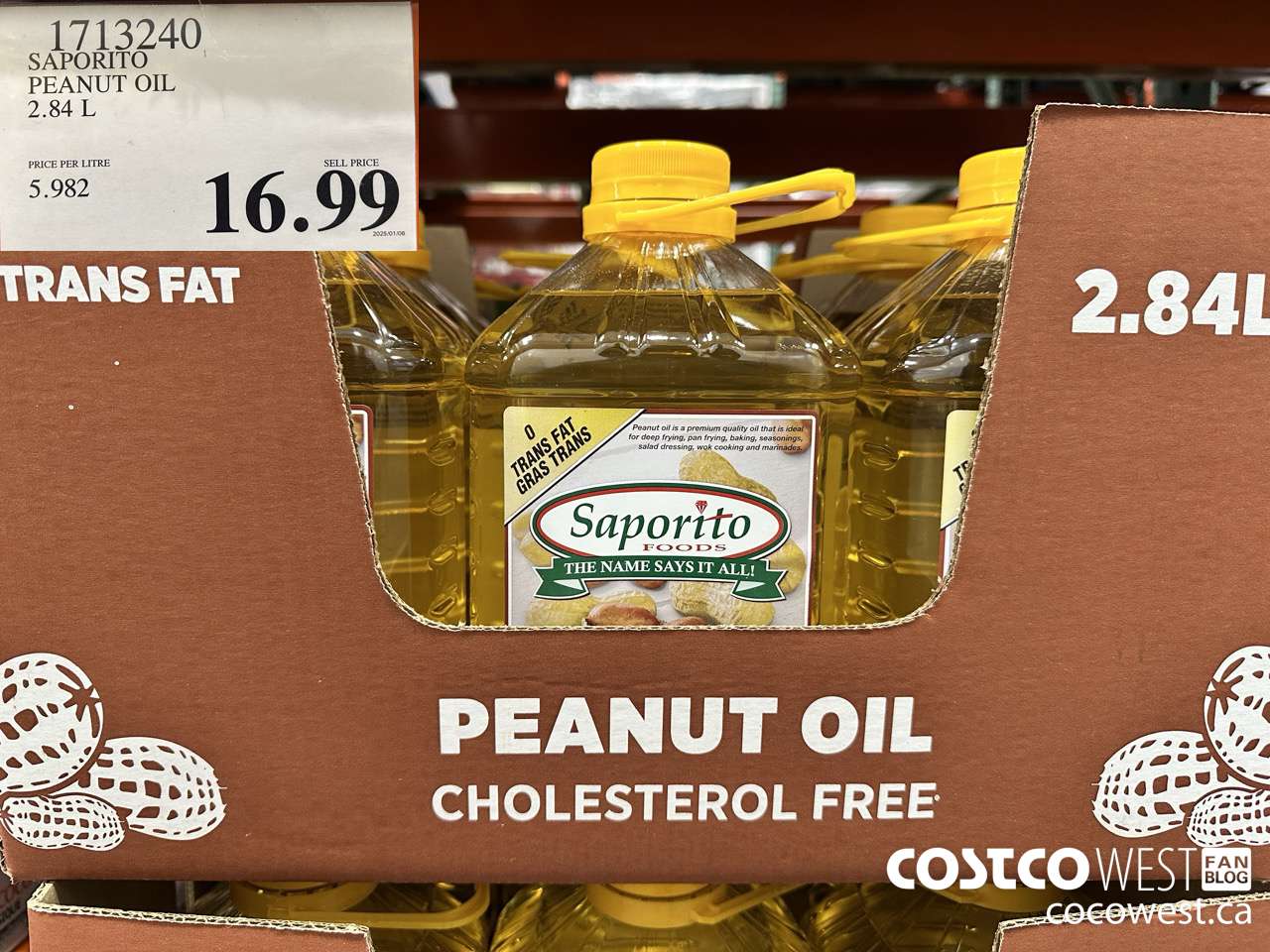 1713240 SAPORITO PEANUT OIL 2.84L $16.99