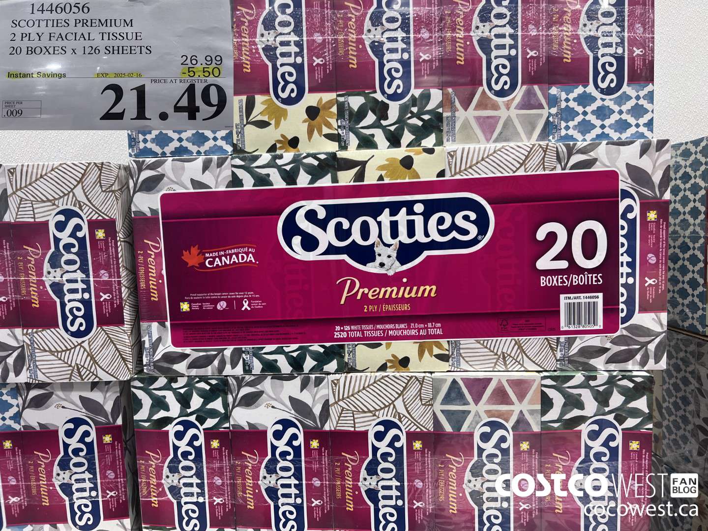 1446056 SCOTTIES PREMIUM 2 PLY FACIAL TISSUE 20 BOXES x 126 SHEETS ($5.50 INSTANT SAVINGS EXPIRES ON 2025-02-16) $21.49