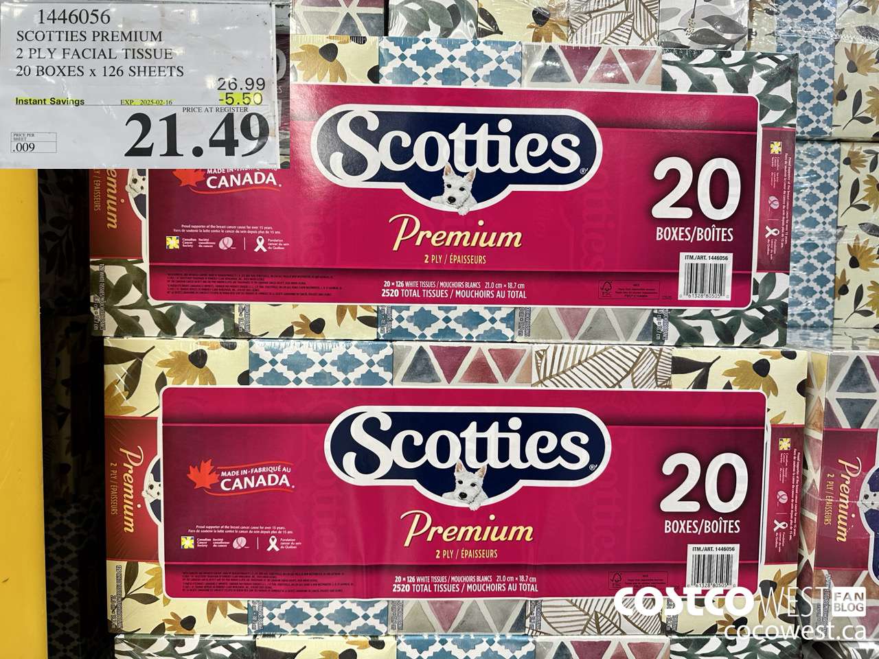 1446056 SCOTTIES PREMIUM 2 PLY FACIAL TISSUE 20 BOXES x 126 SHEETS ($5.50 INSTANT SAVINGS EXPIRES ON 2025-02-16) $21.49