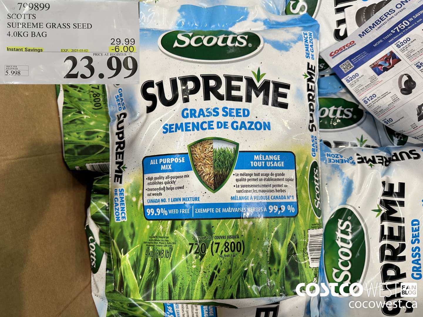 799899 SCOTTS SUPREME GRASS SEED 4.0 KG BAG ($6.00 INSTANT SAVINGS EXPIRES ON 2025-03-02) $23.99