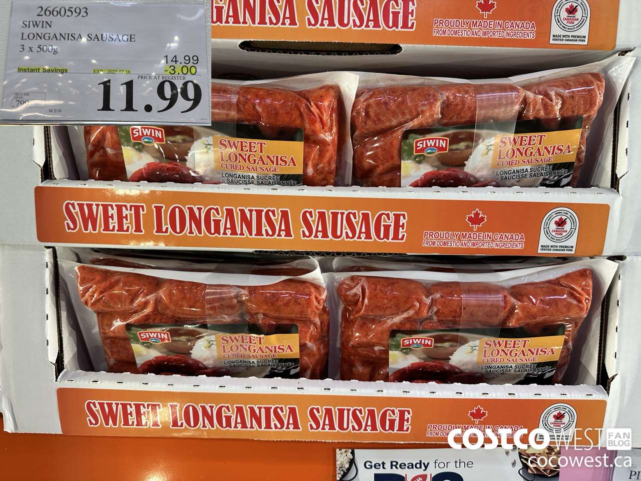 2660593 SIWIN LONGANISA SAUSAGE 3 x 500g ($3.00 INSTANT SAVINGS EXPIRES ON 2025-02-16) $11.99