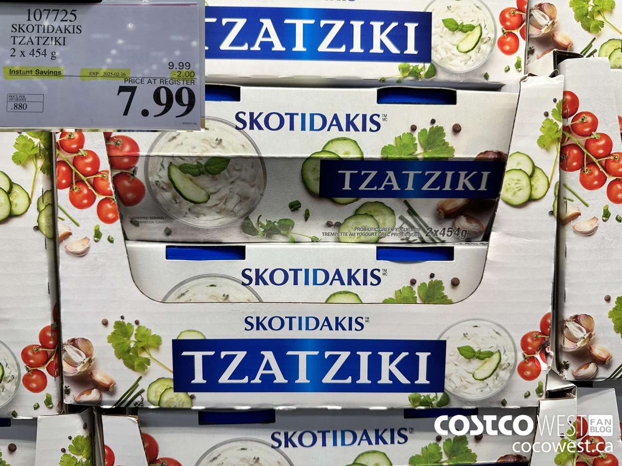 107725 SKOTIDAKIS TZATZIKI 2 x 454g ($2.00 INSTANT SAVINGS EXPIRES ON 2025-02-16) $7.99
