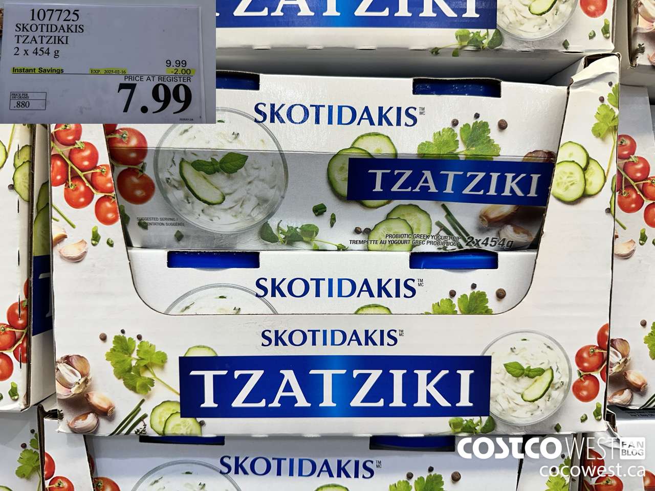 107725 SKOTIDAKIS TZATZIKI 2 x 454g ($2.00 INSTANT SAVINGS EXPIRES ON 2025-02-16) $7.99