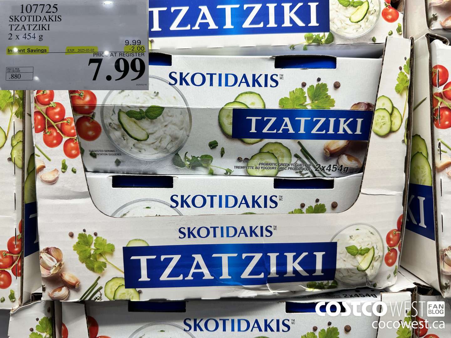 107725 SKOTIDAKIS TZATZIKI 2 x 454g ($2.00 INSTANT SAVINGS EXPIRES ON 2025-03-02) $7.99
