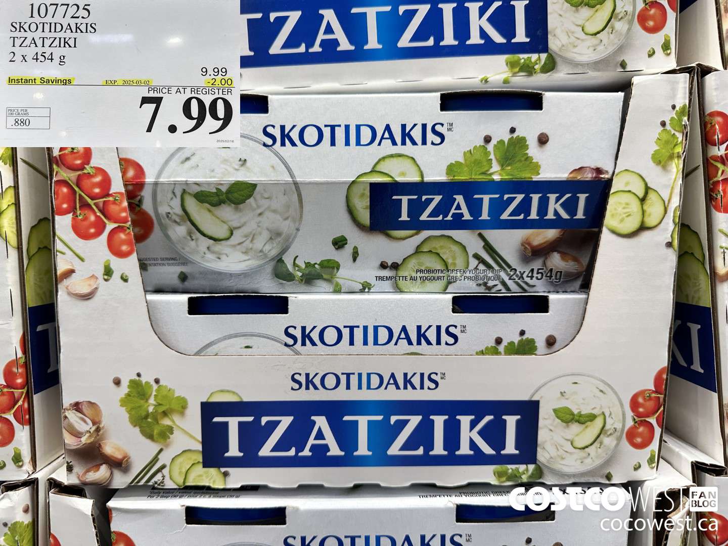 107725 SKOTIDAKIS TZATZIKI 2 x 454g ($2.00 INSTANT SAVINGS EXPIRES ON 2025-03-02) $7.99