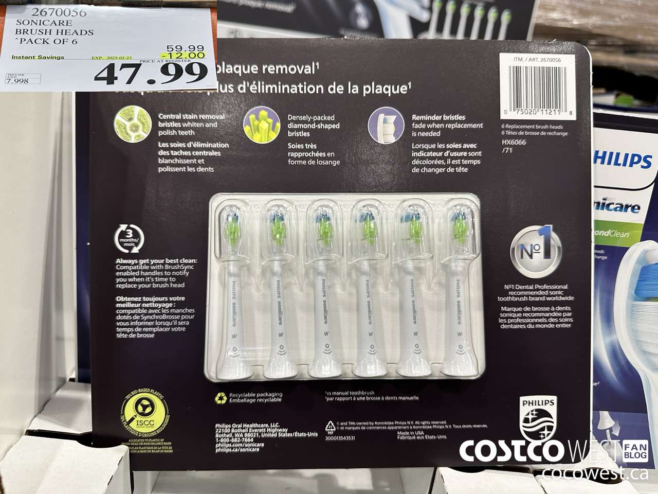 2670056 SONICARE BRUSH HEADS PACK OF 6 ($12.00 INSTANT SAVINGS EXPIRES ON 2025-02-23) $47.99