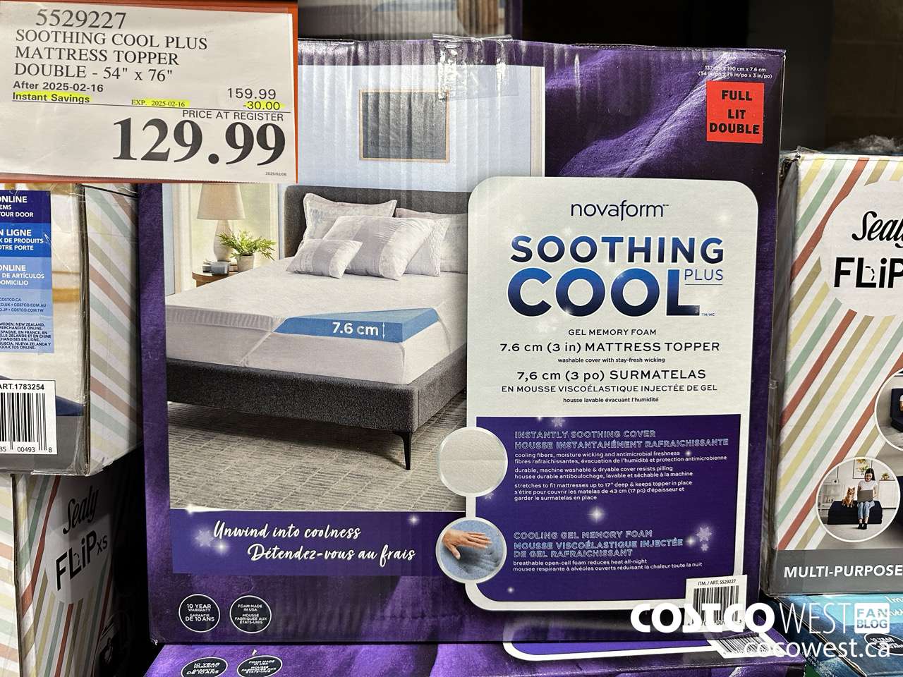 5529227 SOOTHING COOL PLUS MATTRESS TOPPER DOUBLE 54