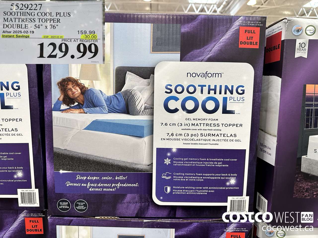 5529227 SOOTHING COOL PLUS MATTRESS TOPPER DOUBLE 54