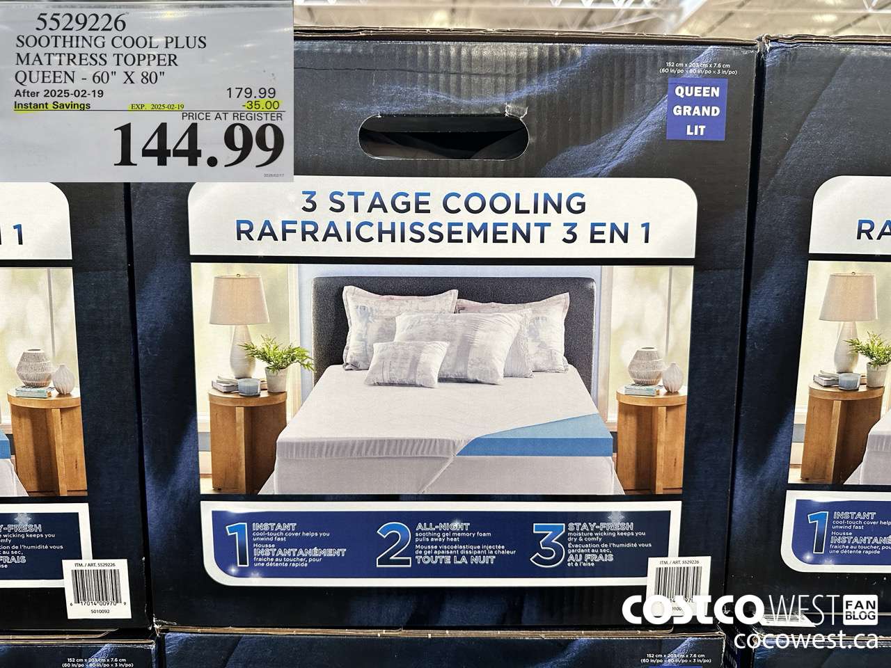5529226 SOOTHING COOL PLUS MATTRESS TOPPER QUEEN 60