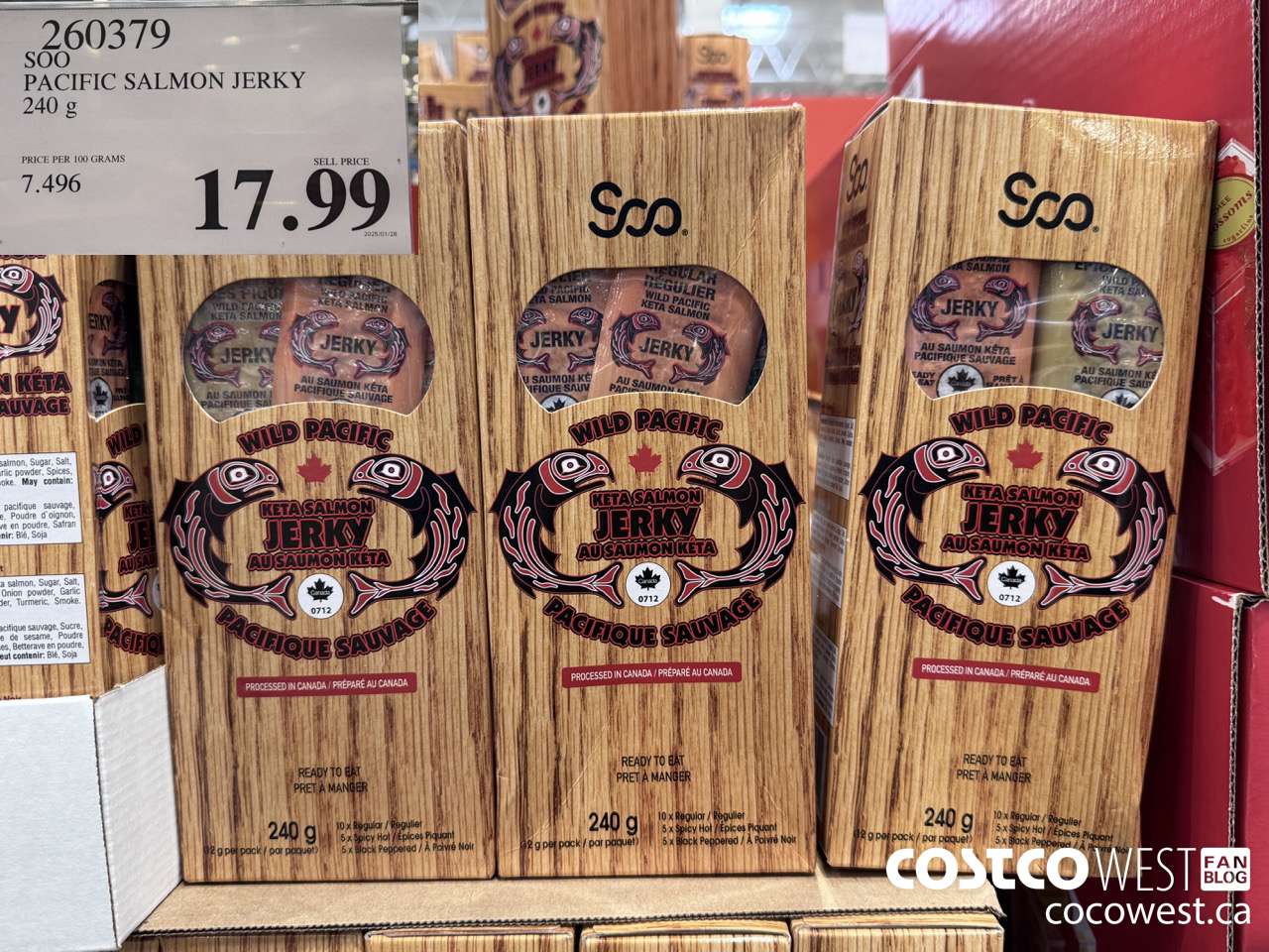 260379 SOO PACIFIC SALMON JERKY 240 G $17.99