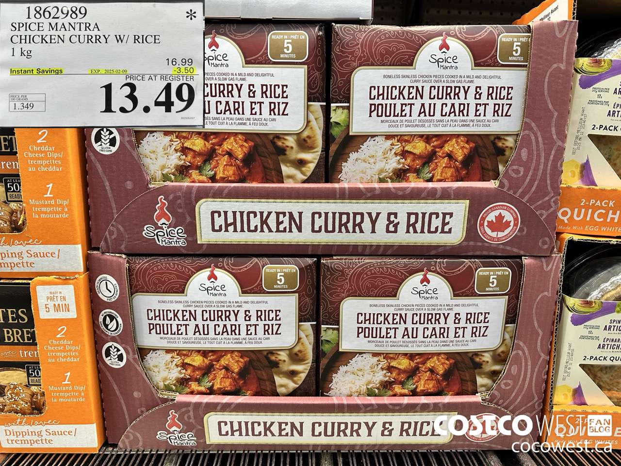 1862989 SPICE MANTRA CHICKEN CURRY W/RICE 1KG ($3.50 INSTANT SAVINGS EXPIRES ON 2025-02-09) $13.49