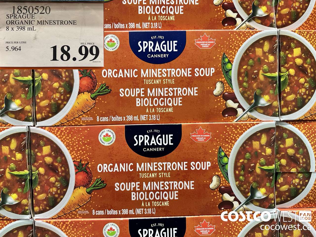 1850520 SPRAGUE ORGANIC MINESTRONE 8 X 398ML $18.99