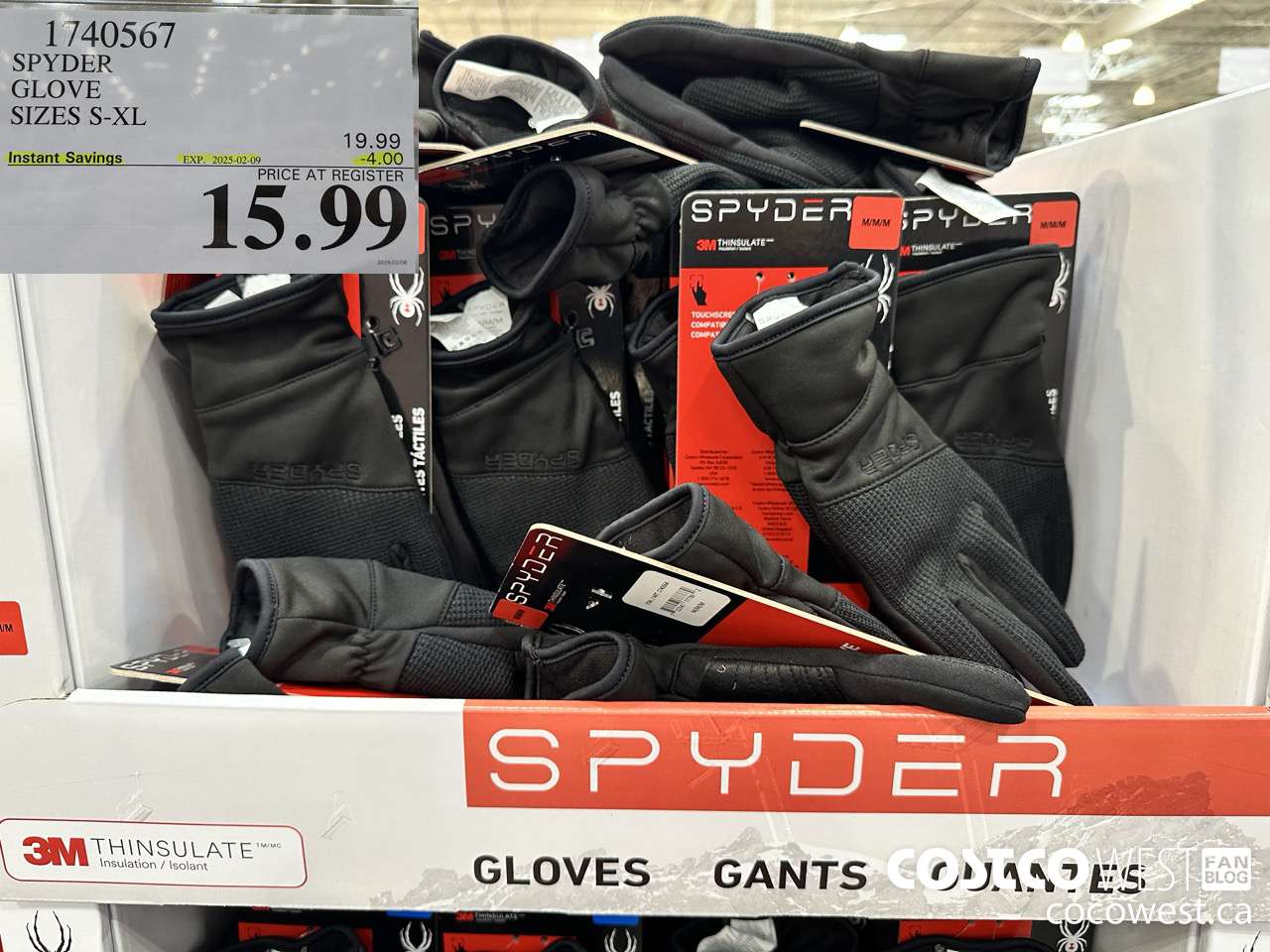 1740567 SPYDER GLOVE SIZES S-XL ($4.00 INSTANT SAVINGS EXPIRES ON 2025-02-09) $15.99
