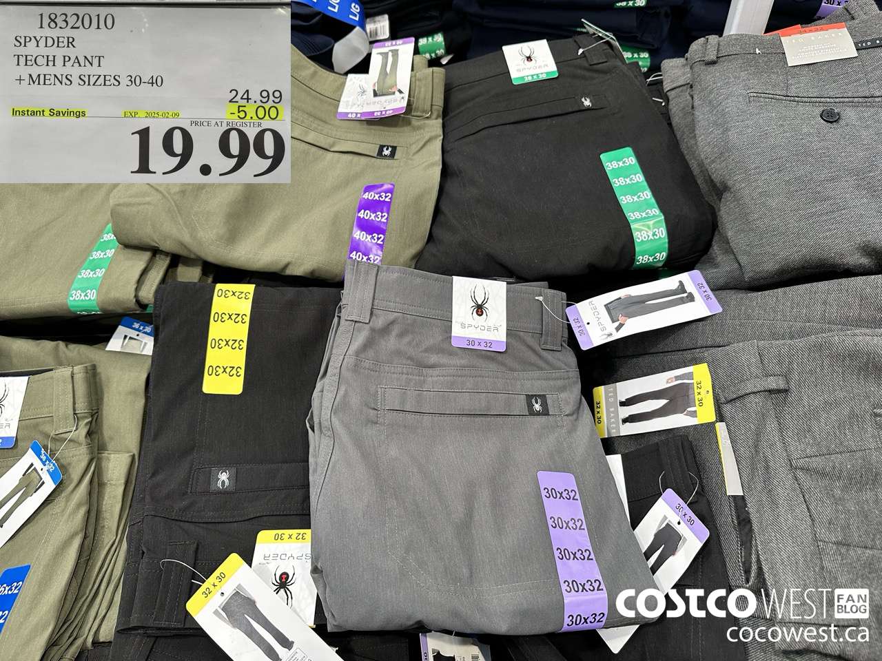 1832010 SPYDER TECH PANT MENS SIZES 30-40 ($5.00 INSTANT SAVINGS EXPIRES ON 2025-02-09) $19.99