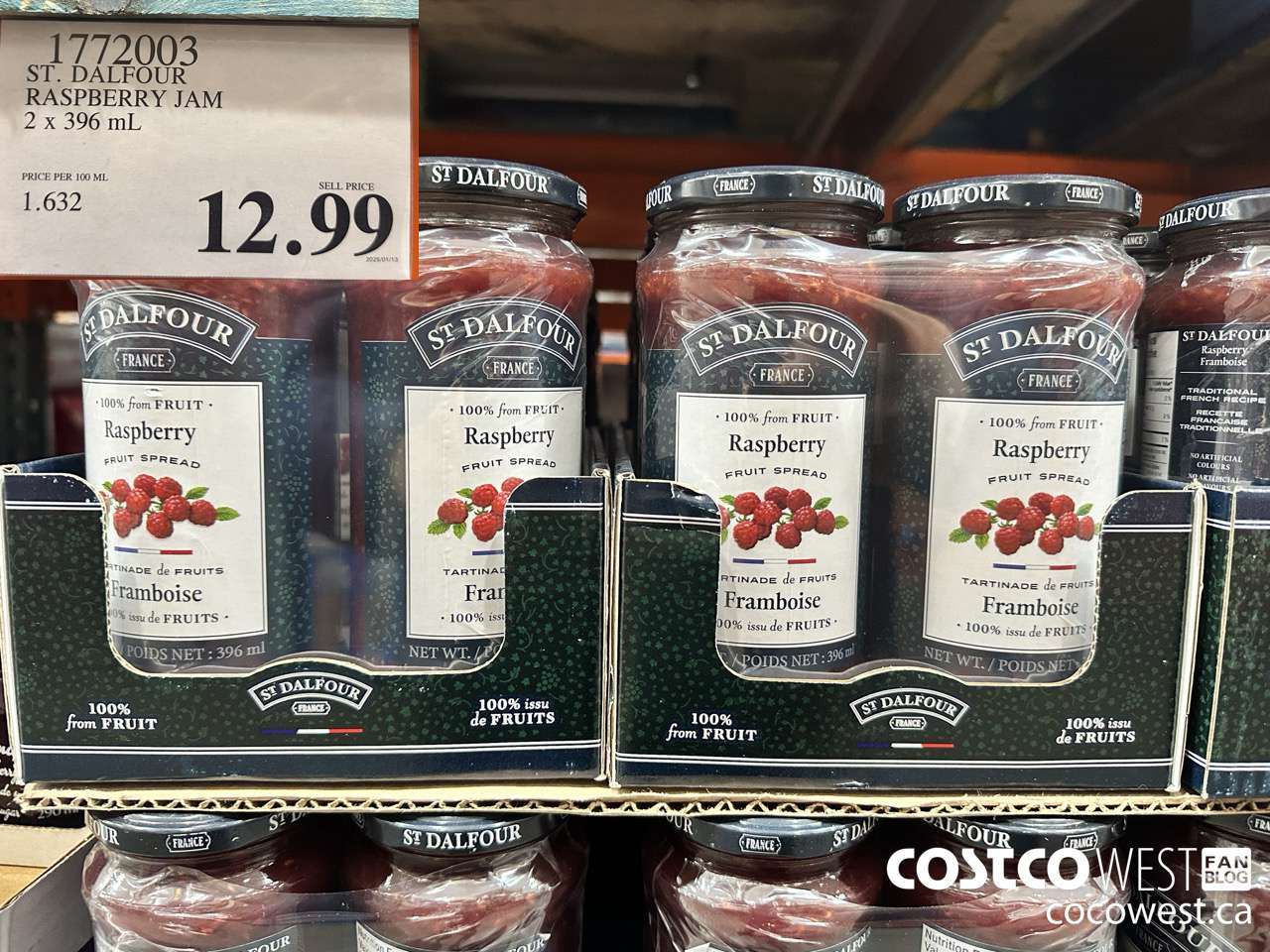 1772003 ST. DALFOUR RASPBERRY JAM 2 X 396ML $12.99