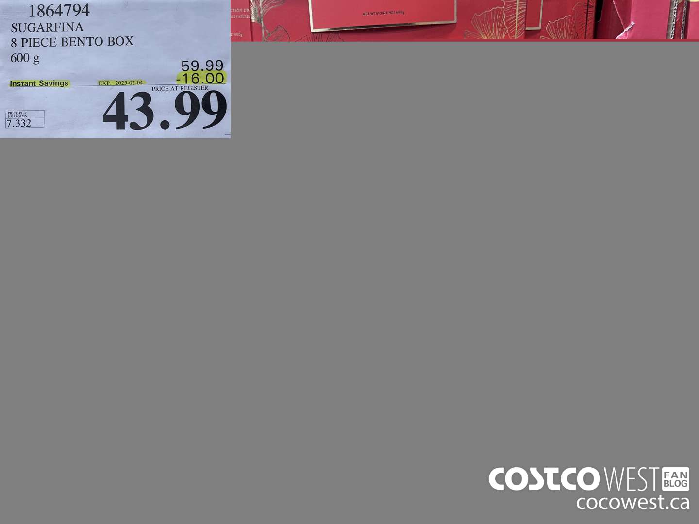 1864794 SUGARFINA 8 PIECE BENTO BOX 600G ($16.00 INSTANT SAVINGS EXPIRES ON 2025-02-04) $43.99