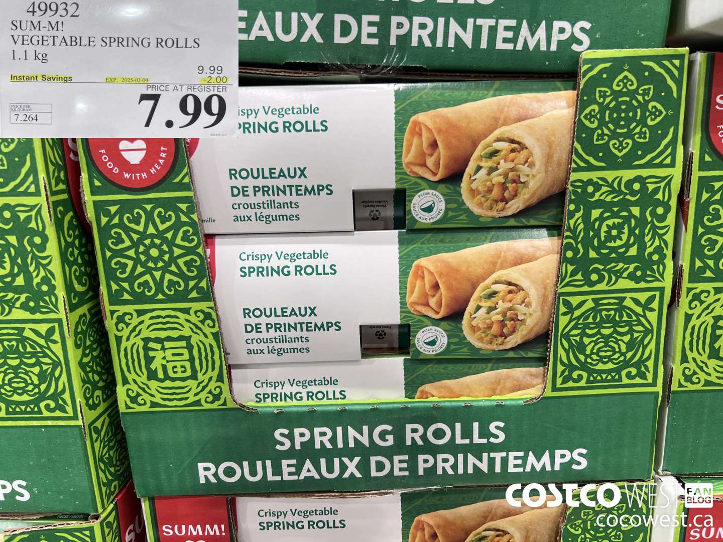 49932 SUM-M! VEGETABLE SPRING ROLL 1 kg ($2.00 INSTANT SAVINGS EXPIRES ON 2025-02-09) $7.99