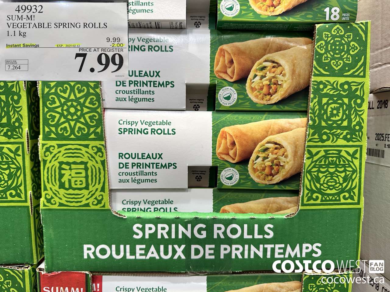 49932 SUM-M! VEGETABLE SPRING ROLL 1 kg ($2.00 INSTANT SAVINGS EXPIRES ON 2025-02-12) $7.99