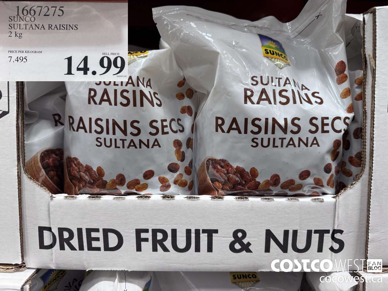 1667275 SUNCO SULTANA RAISINS 2 KG $14.99