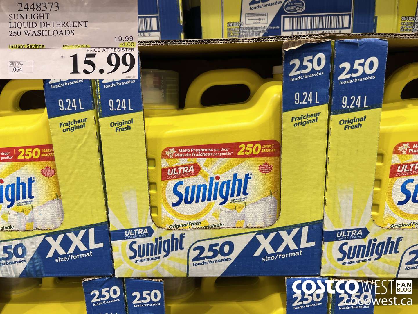 2448373 SUNLIGHT LIQUID DETERGENT 250 WASHLOADS ($4.00 INSTANT SAVINGS EXPIRES ON 2025-02-16) $15.99
