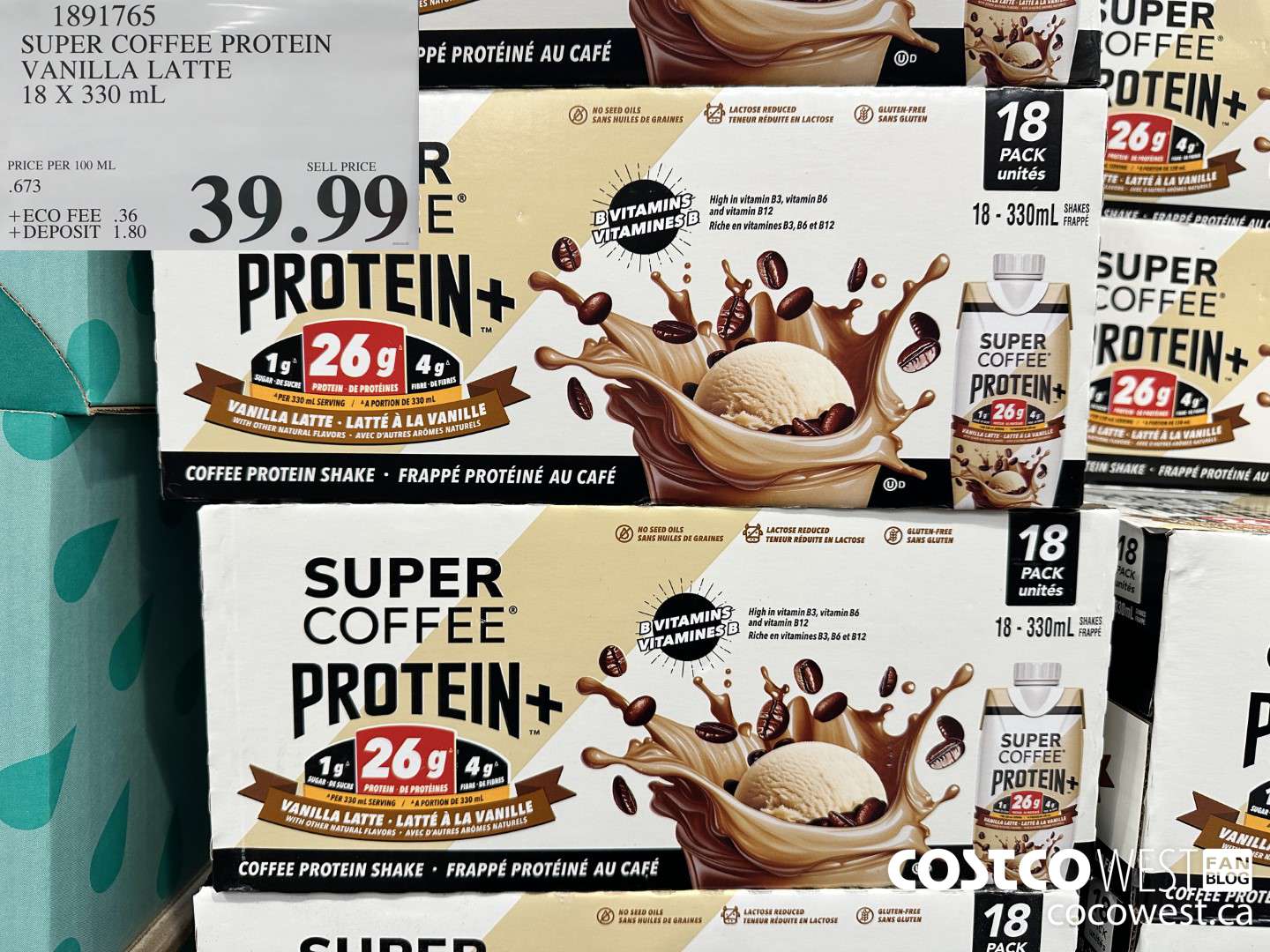 1891765 SUPER COFFEE PROTEIN VANILLA LATTE 18 X 330 mL $39.99