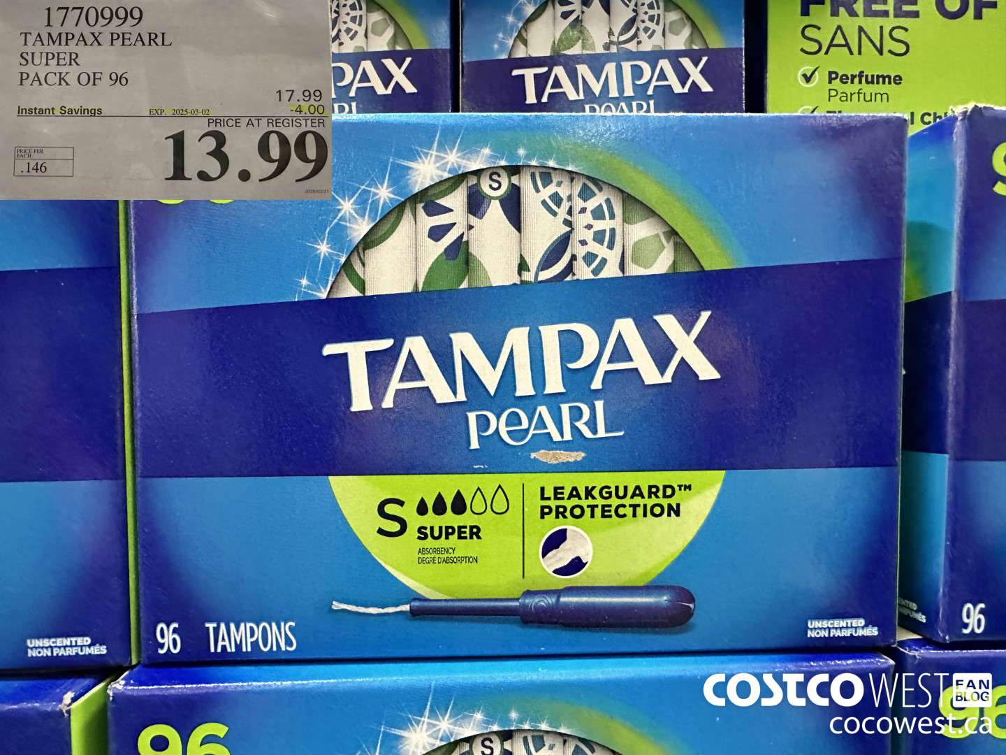 1770999 TAMPAX PEARL SUPER PACK OF 96 ($4.00 INSTANT SAVINGS EXPIRES ON 2025-03-02) $13.99