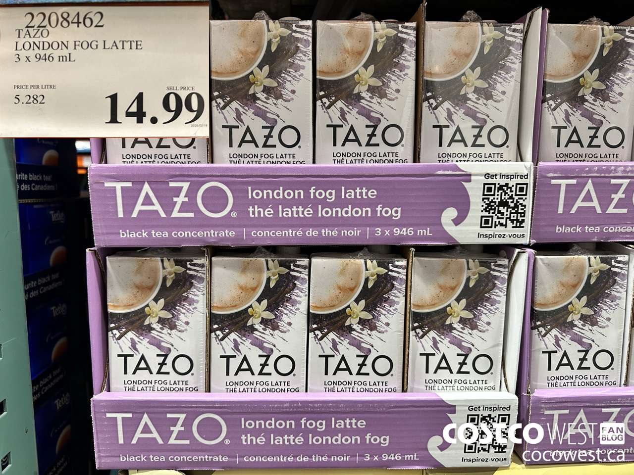 2208462 TAZO LONDON FOG LATTE 3 X 946ML $14.99