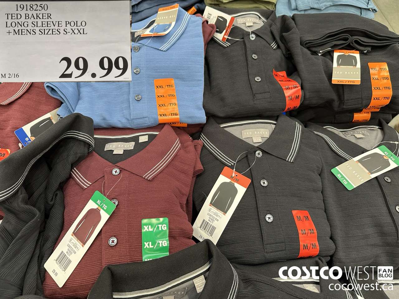 1918250 TED BAKER LONG SLEEVE POLO MENS SIZES S-XXL $29.99