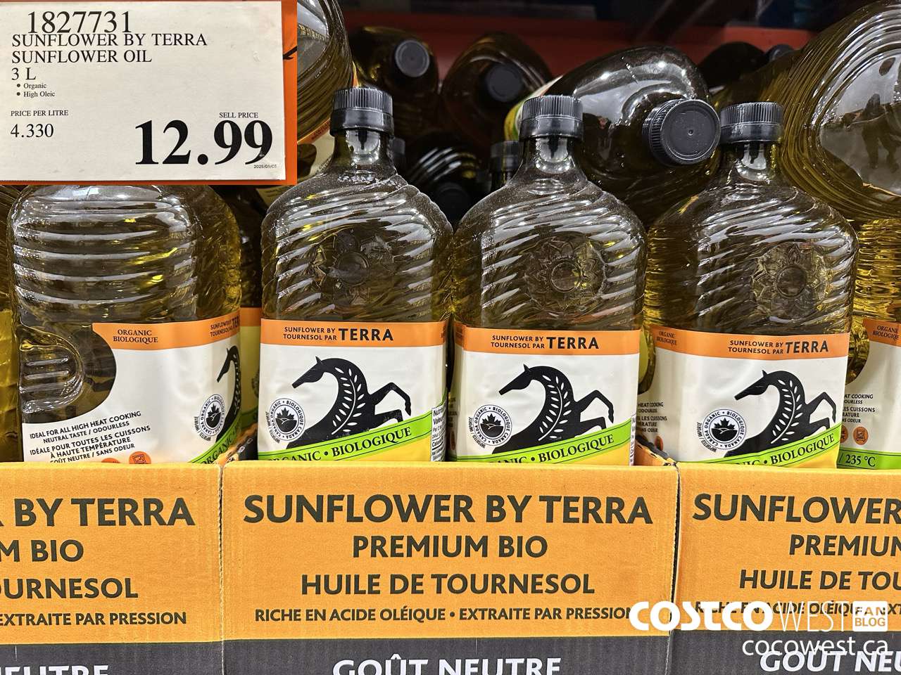 1827731 TERRA DELYSSA ORGANIC SUNFLOWER OIL 3L $12.99