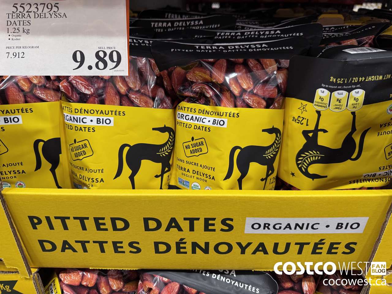 5523795 TERRA TELYSSA ORGANIC DATES 1.25KG $9.89