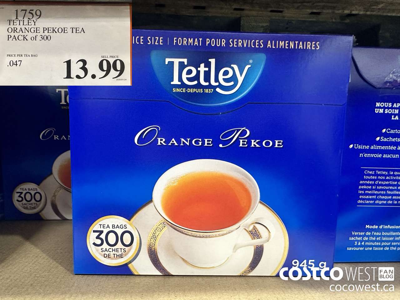 1759 TETLEY ORANGE PEKEO TEA PACK OF 300 $13.99