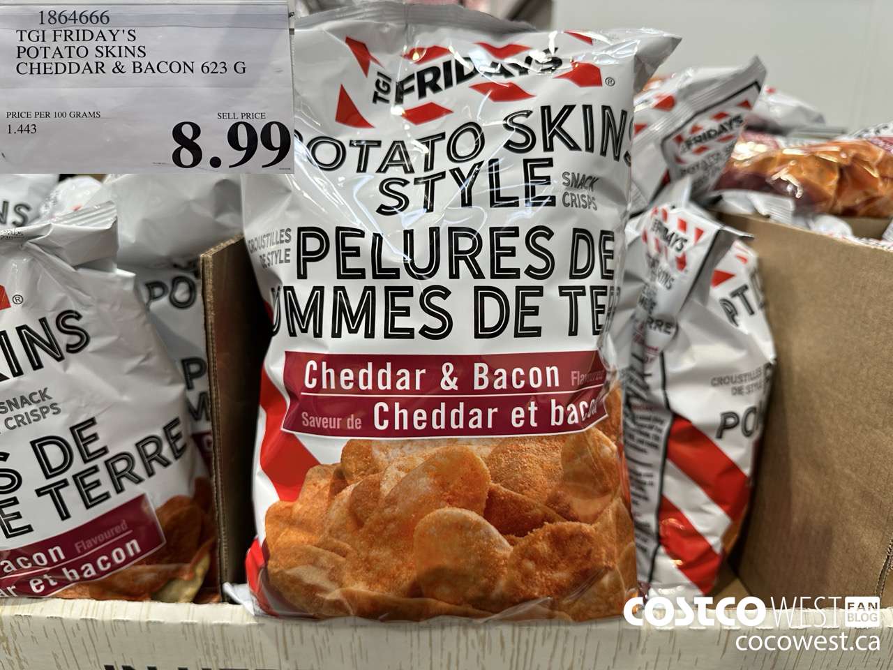 1864666 TGI FRIDAY'S POTATO SKINS CHEDDAR & BACON 623G $8.99