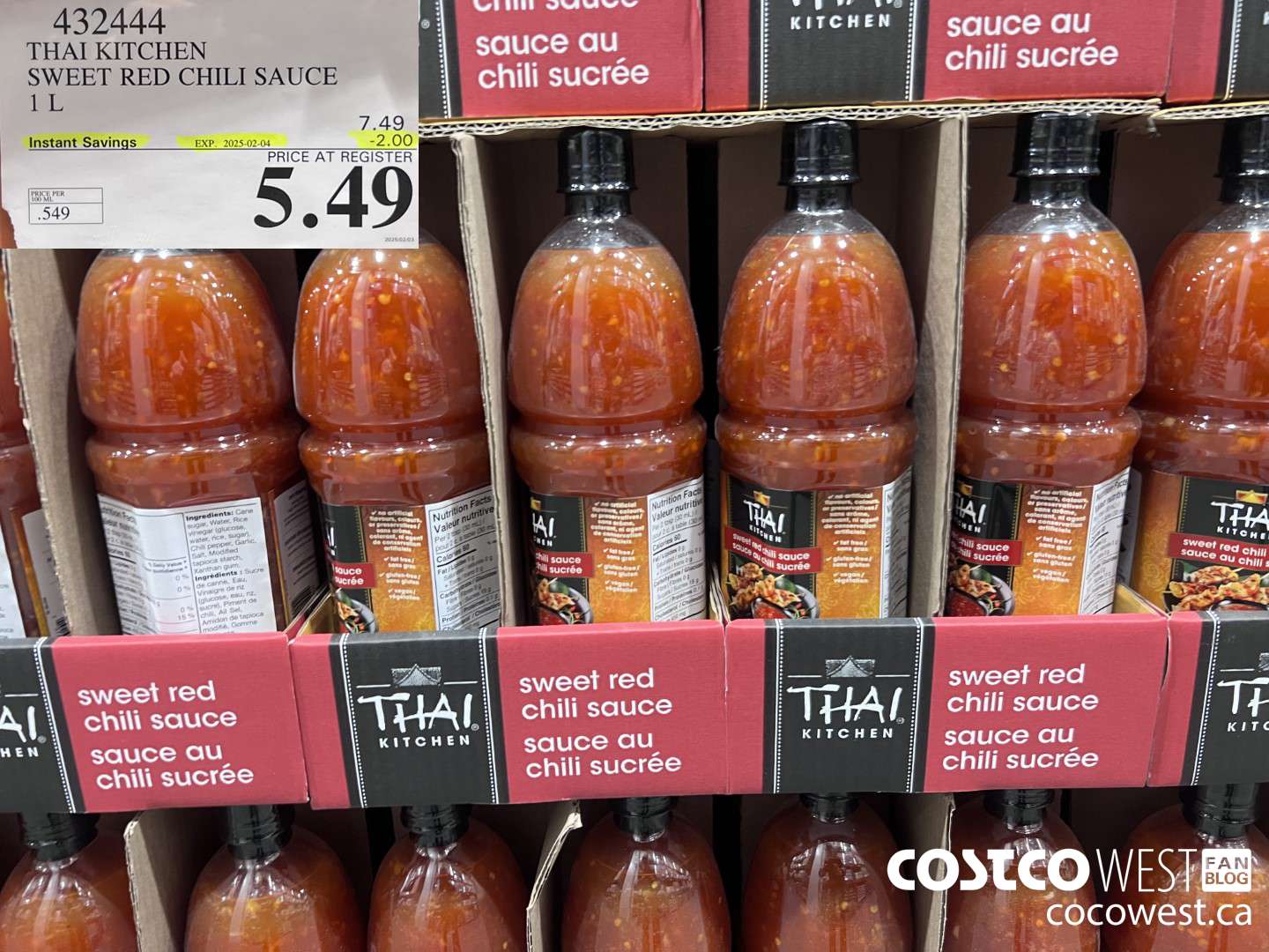 432444 THAI KITCHEN SWEET RED CHILI SAUCE 1L ($2.00 INSTANT SAVINGS EXPIRES ON 2025-02-04) $5.49