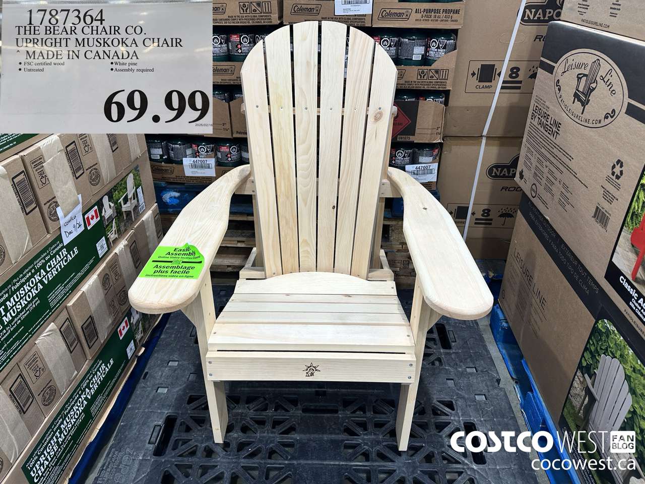 1787364 THE BEAR CHAIR CO. UPRIGHT MUSKOKA CHAIR MADE IN CANADA $69.99