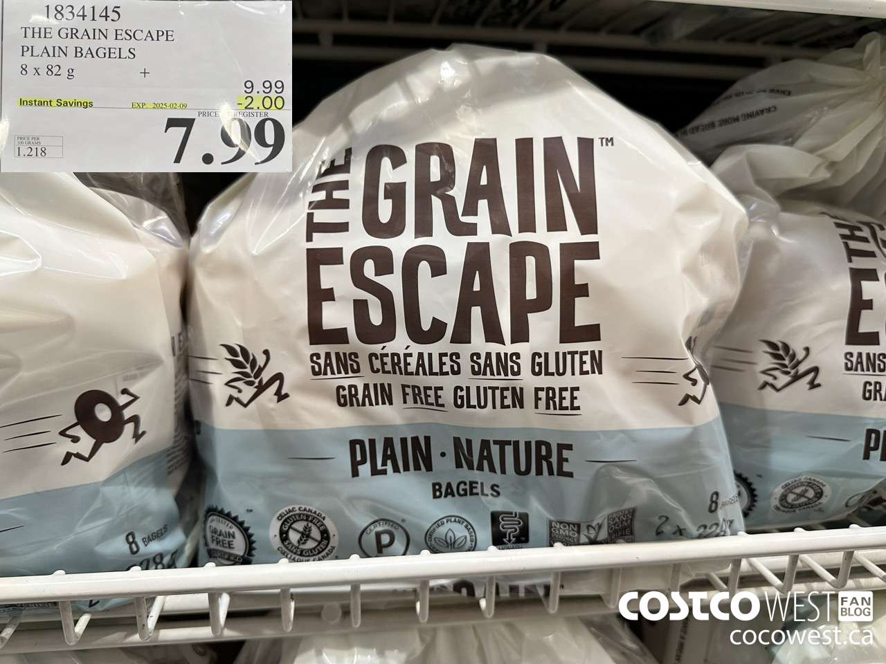 1834145 THE GRAIN ESCAPE PLAIN BAGAELS 8 X 82G ($2.00 INSTANT SAVINGS EXPIRES ON 2025-02-09) $7.99