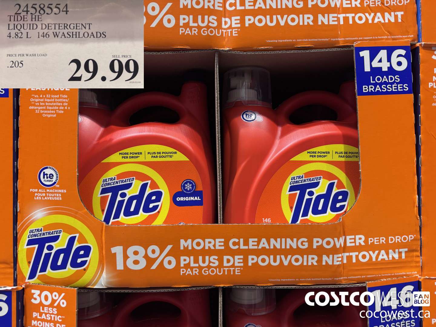 2458554 TIDE HE LIQUID DETERGENT 4.82 L 146 WASHLOADS $29.99