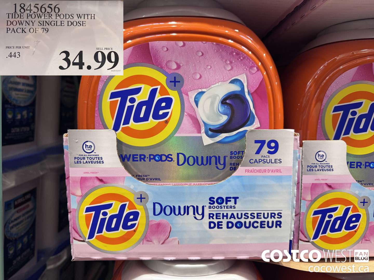 1845656 TIDE POWER PODS WITH DOWNY SINGLE DOSE PACK OF 79 $34.99